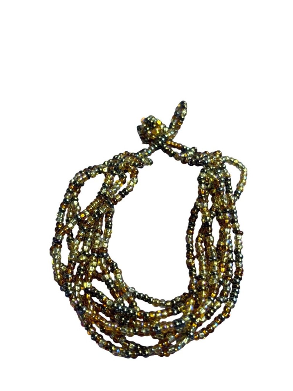 Multi Strand Seed Bead Bracelet Autumn Colors 6.25 - 6.75 inches Long